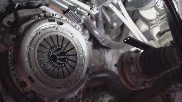 Car Clutch Assembly Mechanic Workshop — Stock Video