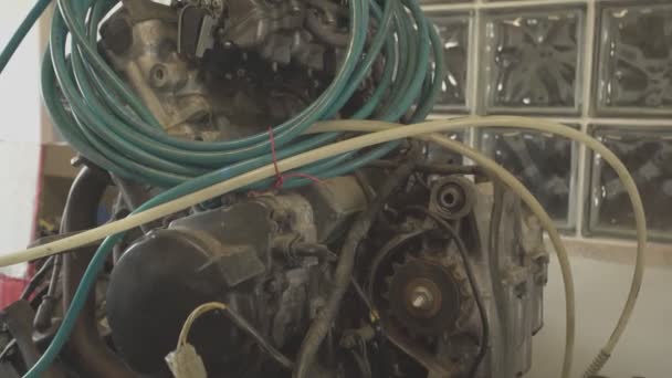 Detalhe Velho Motor Enferrujado — Vídeo de Stock