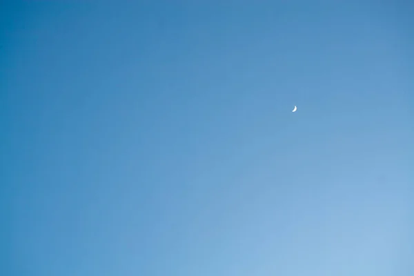 Lua Céu Azul Fundo Noite Antes Noite — Fotografia de Stock