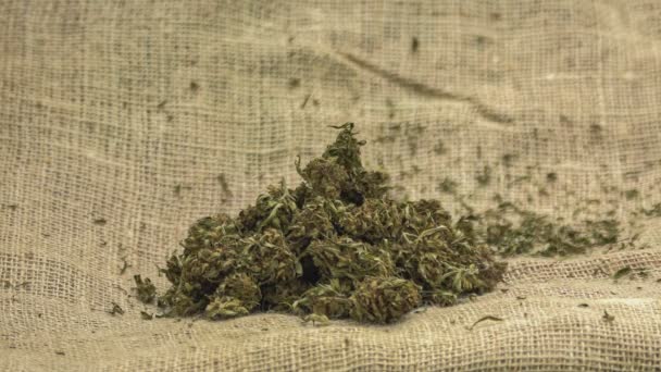 Öğütücüyle Marihuana Sarmalar Yukarıdan Yavaş Çekimde Düşen Yabani Çiçekleri — Stok video