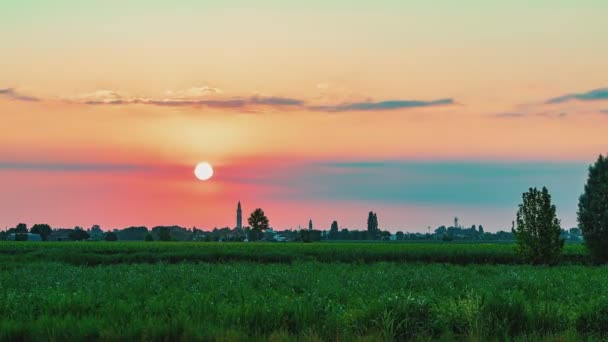 Time Lapse Veld Zonsondergang Land Zomer Italië — Stockvideo