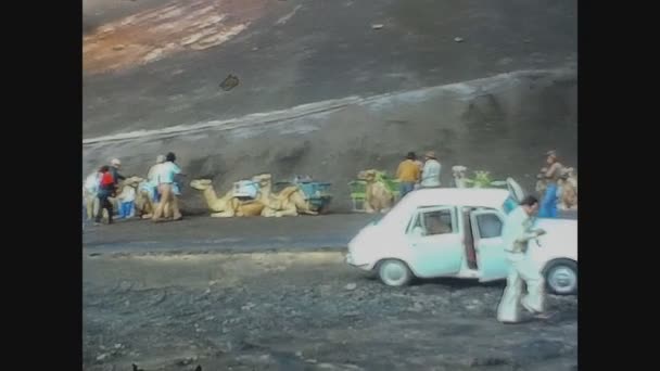 Lanzarote España Junio 1974 Excursión Camello Lanzarote Los Años — Vídeos de Stock