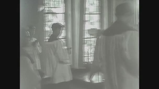 Berlin Germany Circa 1960 Christian Mass Celebration Scene — Stock Video