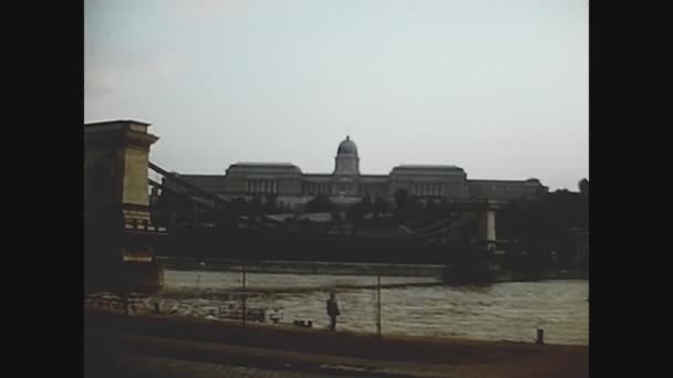 Budapest Hungary Ağustos 1978 Lerde Budapeşte Tuna Nehri Panoramik Manzara — Stok video