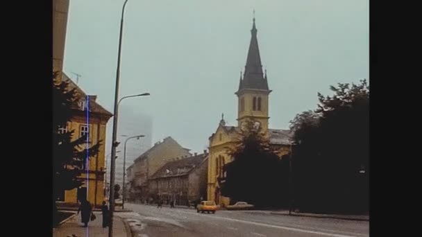 Ljubliana Slovenia 1978年8月18日 70年代のリュブリャナ ストリート ビュー — ストック動画