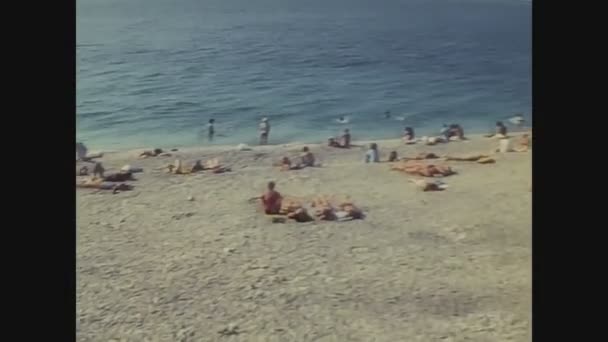 Nice Frankrike Augusti 1975 Fin Strandutsikt Talet — Stockvideo