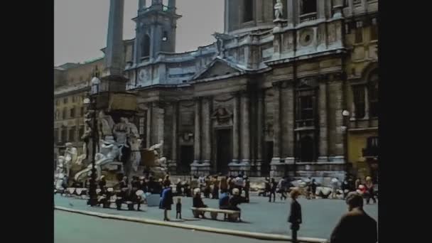 ローマ イタリア28 エイプリル1974 ローマのナヴォーナ広場 Piazza Navona またはナヴォーナ広場 Navona Square 70年代 — ストック動画