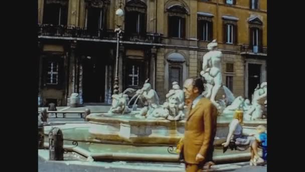 Rome Italien April 1974 Piazza Navona Eller Navonatorget Rom Talet — Stockvideo