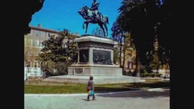 Roma, İtalya 28 Nisan 1974: 70 'lerde Roma' da Kral Carlo Alberto heykeli