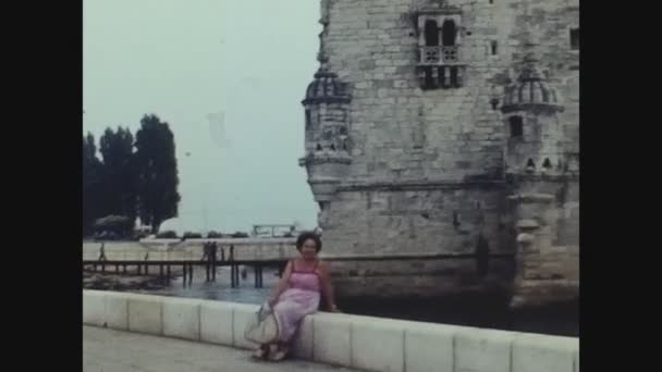 Lisbon Portugalský August 1978 Pohled Věž Belem Letech — Stock video