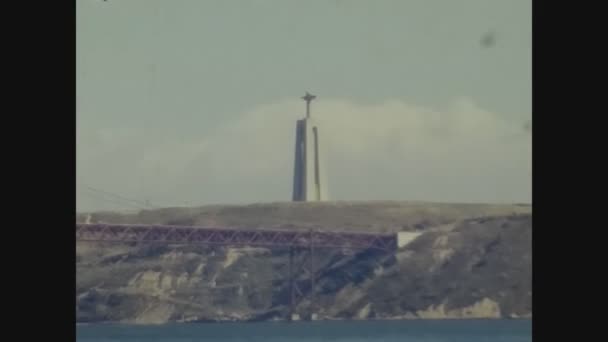 Lissabon Portugal August 1978 Christus König Statue Den 70Er Jahren — Stockvideo