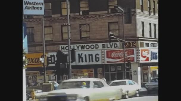 Los Angeles Usa October 1972 Hollywood Boulevard Street View — Stock Video