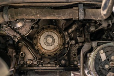 Motor parçalanmış detay mekanik atölyesinde bakım için hazır
