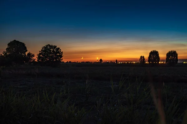 Atardecer Naranja Campos Campo Período Verano —  Fotos de Stock