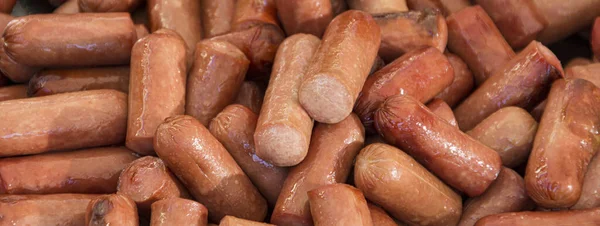 Sausages Texture Detail Banner Image Copy Space — Stock Photo, Image