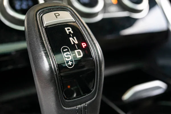 Automatic Gearshift Lever Detail Macro Shot Selective Focus — Stock Photo, Image