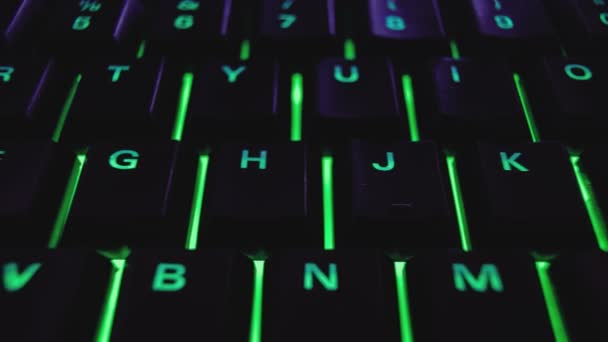 Detail Backlit Keyboard Keys Movement — Stockvideo