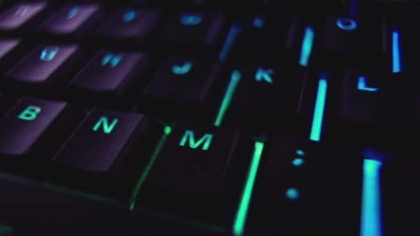 Detalle Teclas Teclado Retroiluminadas Movimiento — Vídeos de Stock