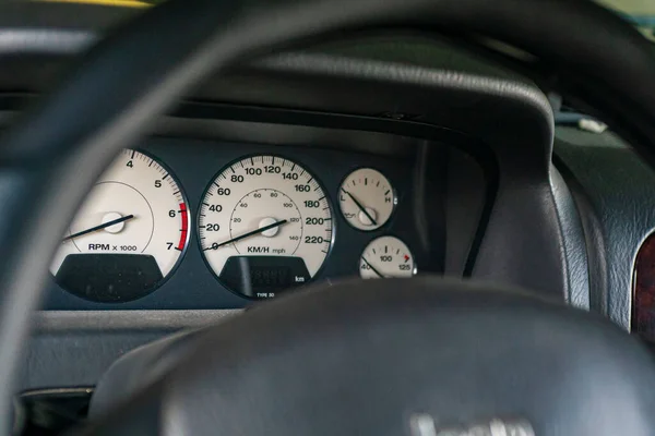 Car Dashboard Speedometer Tachometer Detail — Stock Photo, Image