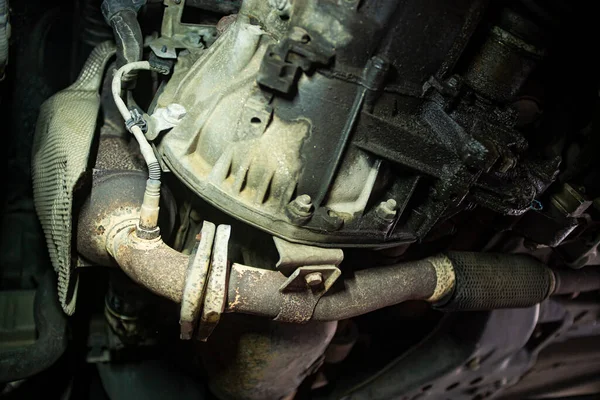 Szczegóły Konserwacji Mechanicznej Samochodów Warsztacie — Zdjęcie stockowe