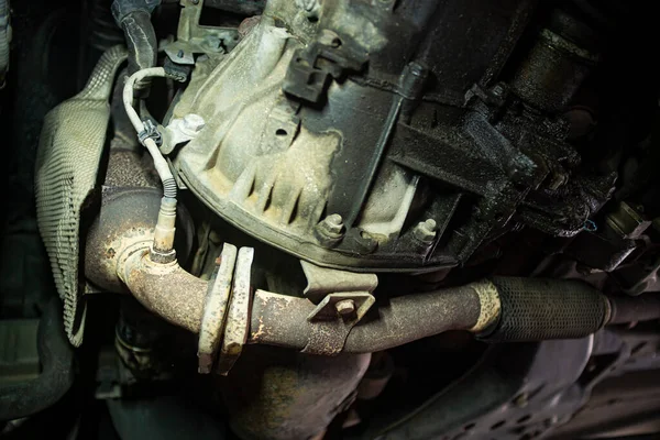 Detalhe Manutenção Mecânica Carro Uma Oficina — Fotografia de Stock