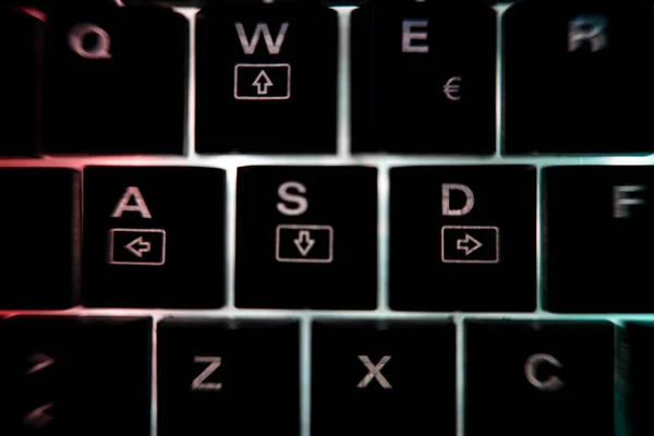 Backlit Keyboard Detail Illuminated Dark — Stock Photo, Image