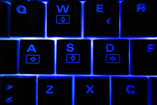 Backlit Keyboard Detail Illuminated Dark — Stock Photo, Image