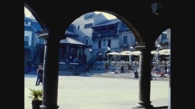 BARCELONA, İSPA ECTOBER 1980: Plaza de Toro view in Barcelona, the famous square in the city in 80 's