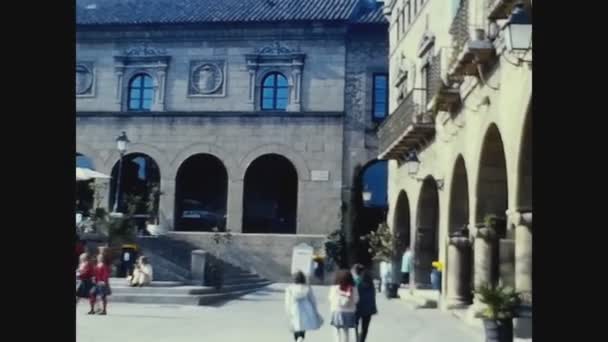バルセロナ スペイン1980年10月 スペインのバルセロナのプラザ トロ展望台 80年代の街の有名な広場 — ストック動画