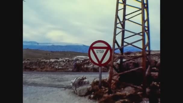 Gran Canaria Spain December 1975 Stop Road Sign — 图库视频影像