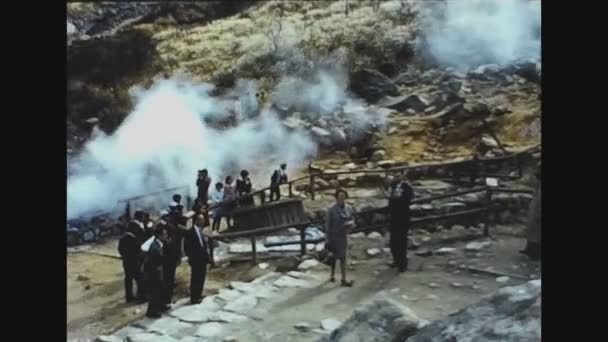 Kyushu Japonsko Květen 1974 Země Pohoří Unzen Onsen Stoupá Pára — Stock video