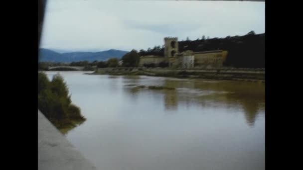 Florencia Italia Octubre 1974 Florencia Vista Arno Los Años — Vídeo de stock