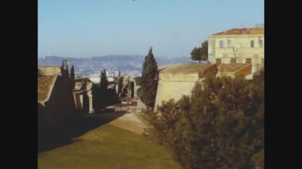 Barcelona Spanien Oktober 1973 Montjuic Slott Barcelona Talet — Stockvideo