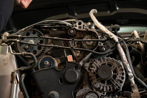 Деталь Двигателя Автомобиля Демонтирована Технического Обслуживания — стоковое фото
