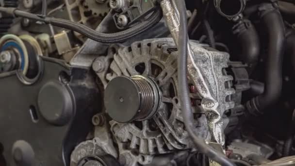 Dettaglio Motore Alternatore Officina — Video Stock