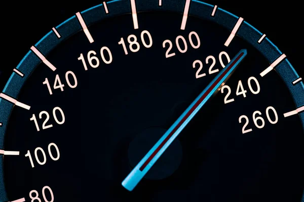 Detalhe Velocidade Com Odômetro Carro Tacômetro Macro Shot — Fotografia de Stock