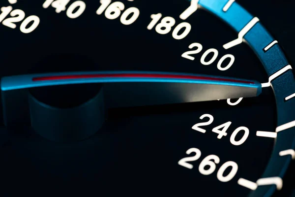 Hastighet Detalj Med Bil Vägmätare Eller Tachometer Makro Skott — Stockfoto