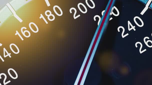 Detalhe Velocidade Com Odômetro Carro Tacômetro Macro Shot — Vídeo de Stock