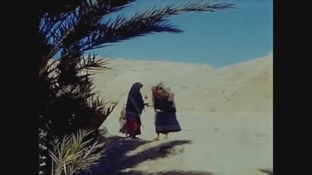 Carthage Tunisia Czerwca 1960 Beduini Wydobywają Wodę Studni — Wideo stockowe