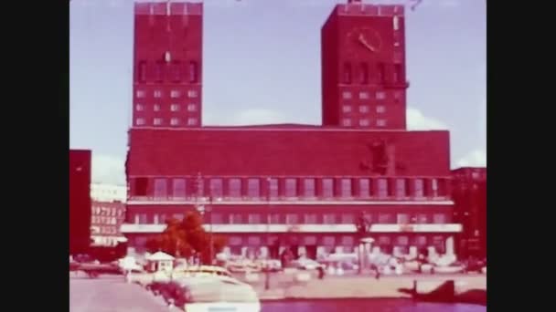 Oslo Noorwegen Circa 1964 Oslo Stadhuis Jaren — Stockvideo