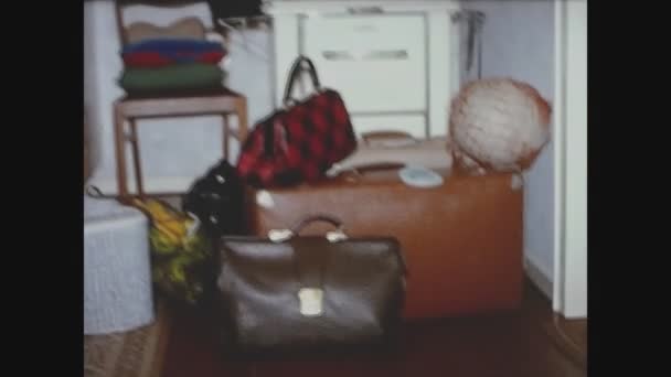 Lloret Mar Spain June 1965 Luggage Suitcase Cases Ready — 图库视频影像