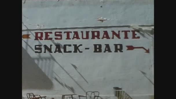 Lloret Mar Spain June 1965 Restaurante Snack Bar Sign — 图库视频影像