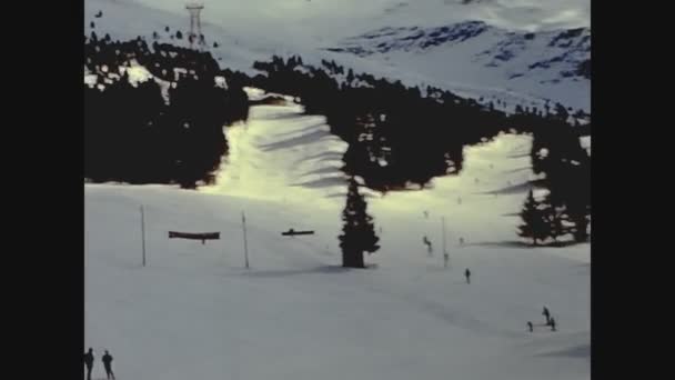 Bormio Italien December 1970 Bormio Skidbacke Talet — Stockvideo