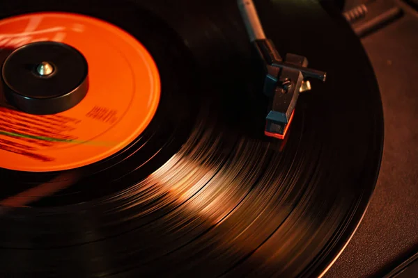 Turntable Vinyl Record Detail Low Light Picture — Stock Photo, Image