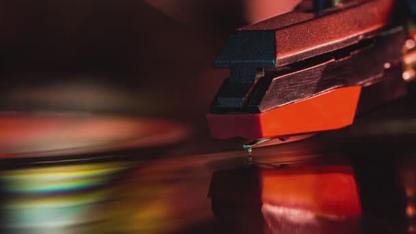 レコードディスク上の針のマクロ詳細 — ストック動画