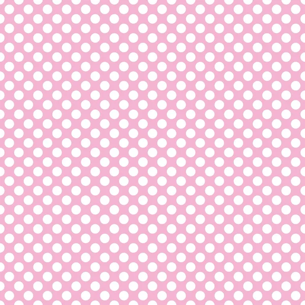 Motif vectoriel sans couture avec pois blancs sur un fond rose pastel carrelage — Image vectorielle