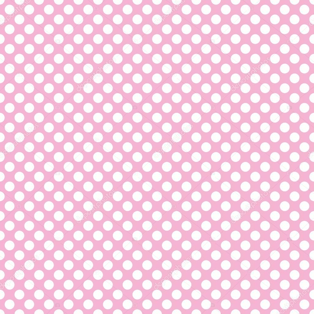 Seamless vector pattern with white polka dots on a tile pastel pink background