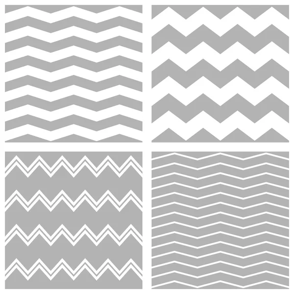 Azulejos patrón vectorial conjunto con blanco y gris zig zag fondo — Vector de stock