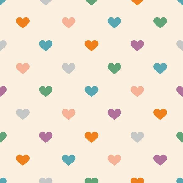 Patrón de vectores de azulejos con corazones pastel sobre fondo blanco — Vector de stock