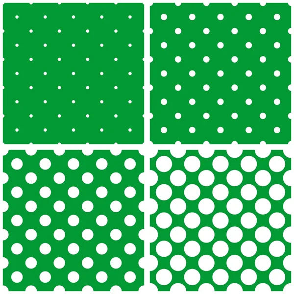 Patrón de vector de azulejo conjunto con lunares blancos sobre fondo verde — Vector de stock